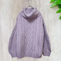 ☆イング (M) 長袖 ニット セーター タートルネック ケーブル編み 厚手