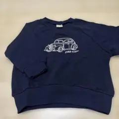 petit main 車刺繍 トレーナー ネイビー
