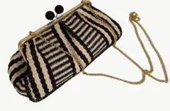 ストライプ編み込みクラッチバッグ