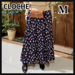CLOCHE レオパード柄 ロングスカート マキシ ネイビー 茶 クロシェ Mのサムネイル