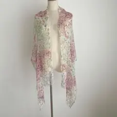 美品♡ クリスチャンオジャール　シルクスカーフ　パステル　花柄　約57×186のサムネイル