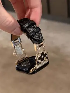 Apple Watch用 ブラックレザーバンド