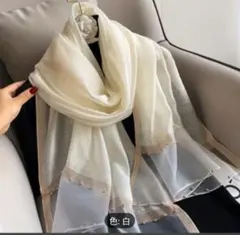 大判ストール結婚式柔らかオフホワイト◆ビーズ付フォーマルパーティドレスーショール