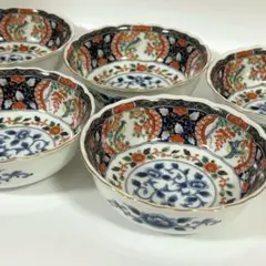 有田焼　第一陶器　鉢　5客セット　花鳥　唐草　金彩　牡丹