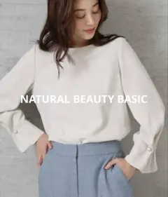 パールポイントスリーブブラウス　ナチュラルビューティーベーシック