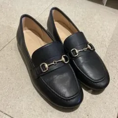 黒　合皮　ビット　付き　ローファー　24cm