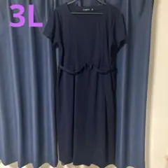 【大きいサイズ3L】マタニティ ネイビー 半袖ワンピース 授乳服 着心地抜群