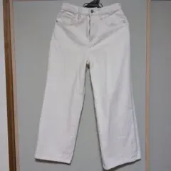 無印良品　W24xL29 オーガニックコットン　 ホワイト ワイドパンツのサムネイル
