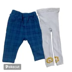 ベビー レギンスセット 70cm 青・グレー. 70cmと85cm ２枚セット