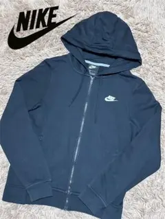 【刺繍ロゴ入り】ナイキNike フルジップパーカー Lサイズ ネイビー