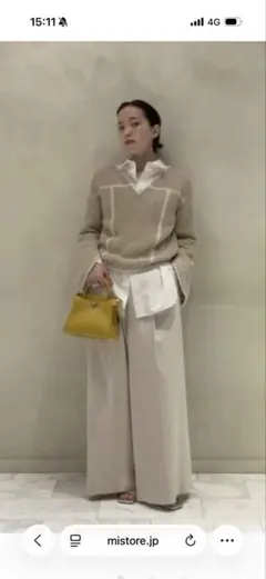 Ballay 25SS セルロースツイルタックワイドパンツ36