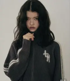 LEATHERY Raglan Track Knit Zip-Up