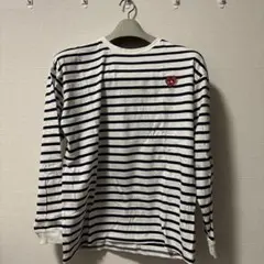 ストライプ柄 長袖カットソー ハート刺繍