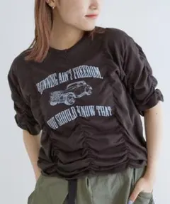 w closet ロゴプリントシャーリングTシャツ チャコール フリーサイズのサムネイル