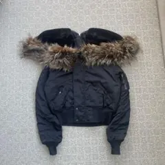 Y2K N2B OPIUM 短丈 フライト ボンバージャケット ファーフード32