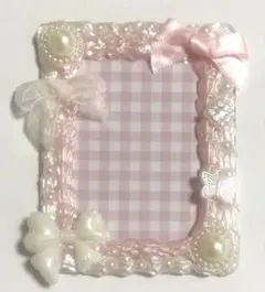 【ハンドメイド】デコ硬質カードケース　カードケース　デコ　ピンク　リボン　１点