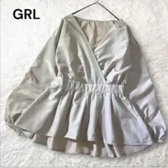 グレイル カシュクール ぺプラムブラウス ボリュームスリーブ ベージュ 手洗い可