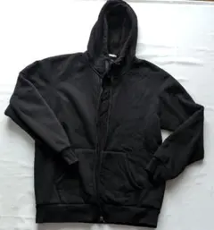 本日セール！GU　ヘビーウエイト　ブラック　裏起毛　XL ジップアップパーカー