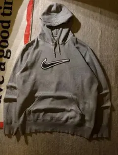 00s NIKE パーカー グレー 刺繍ロゴ　Lサイズ