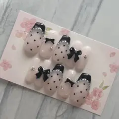 ネイルチップ No.166 スキニースクエア　現品　フレンチガーリー　量産型