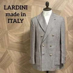 極美品 LARDINI クラウンロゴ刻印 真鍮ボタン アンコンジャケット 44