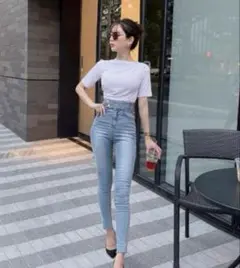 Qung ベルトハイウエストスキニー
