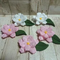 ◇ちりめん細工◇八重桜5個セット◇ピンク◇白◇ちりめん◇着物生地◇桜◇さくら◇のサムネイル