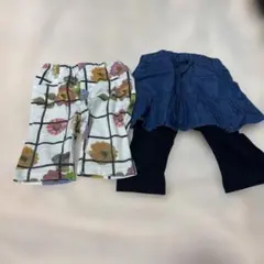 花柄チェックパンツとフリルスカート　2点セット