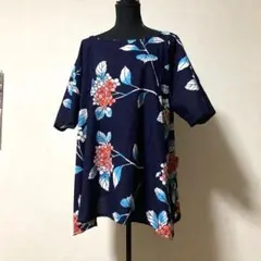 木綿のふく　浴衣生地よりゆったりチュニック　あじさい　着物リメイク