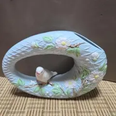 昭和レトロ 文鳥 花瓶 ファンシー陶器 フラワーベース 置物 レトロポップ