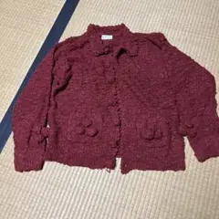 新品 未使用 カーディガン 襟付き 赤色