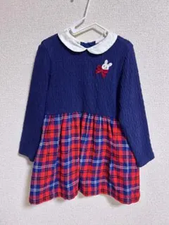 mikihouse ワンピース　90サイズ　うさこ　うさぎ　チェック　秋冬