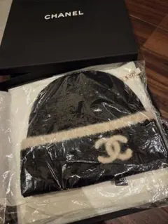 香奈兒針織帽 黑色/白色