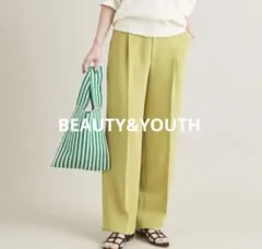 BEAUTY&YOUTH ダブルクロスタックワイドストレートパンツ イエロー