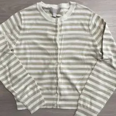 新品未着用　H&M ニットカーディガンS ベージュ　ボーダー　ファインニット　春