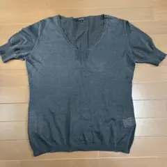 ARTISAN ダークグレー Vネック 半袖ニット 9