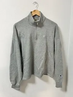 Champion ハーフジップ スウェット L グレー