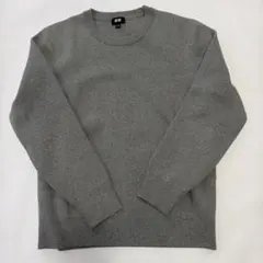 UNIQLO ウォッシャブルミラノリブクルーネックセーター　グレー　S