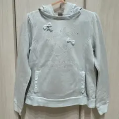 リボン付きスパンコールトレーナー（ライトグレー）