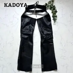 ✨美品✨KADOYA ブラックレザーチャップス 牛革 サイドジッパー 22