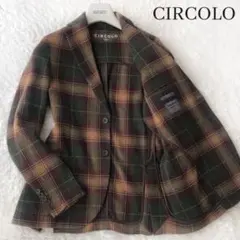 チルコロ テーラードジャケット カシミヤ ジャージ チェック ストレッチ L