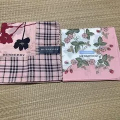 未使用シール付BURBERRY WEDGWOOD ハンカチ 2枚セット