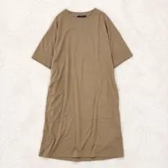 イング 半袖Tシャツロングワンピース ブラウン ビッグシルエット こなれ感 M