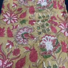 Bフライデーセールインド綿　ブロックプリント フラワープリント