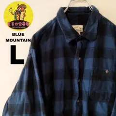 USA古着 BLUE MOUNTAIN　ネルシャツL　ブルーブラック　チェック