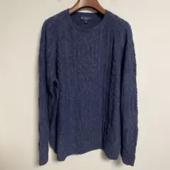BROOKS BROTHERS ネイビー ケーブルニットセーター 長袖 XXL