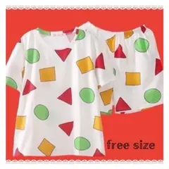 クレヨンしんちゃんパジャマ フリーサイズ ホワイト 半袖 ルームウェア