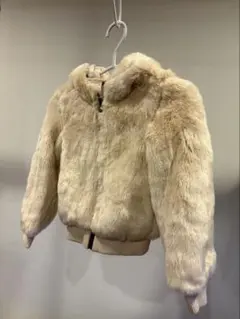 フード付きフェイクファーコート クリーム色