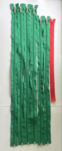 緑色のファスナー　6本セット 約65cm