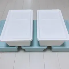 IKEA 収納ボックス 5個セット ブルー3個 ホワイト2個 フタ付き